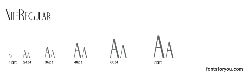 NiteRegular Font Sizes
