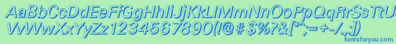 UltimateshadowItalic-fontti – siniset fontit vihreällä taustalla