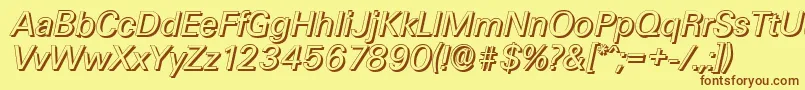 UltimateshadowItalic-fontti – ruskeat fontit keltaisella taustalla