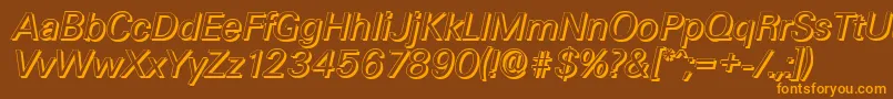 フォントUltimateshadowItalic – オレンジ色の文字が茶色の背景にあります。