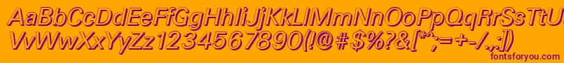 UltimateshadowItalic-Schriftart – Violette Schriften auf orangefarbenem Hintergrund