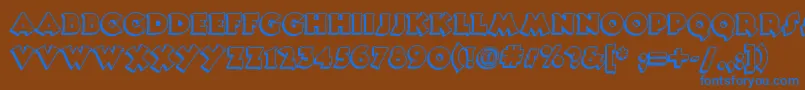 Czcionka Tooneynoodlenf – niebieskie czcionki na brązowym tle