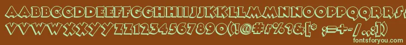 Tooneynoodlenf Font – Green Fonts on Brown Background