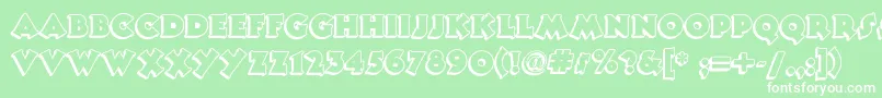 Tooneynoodlenf-Schriftart – Weiße Schriften auf grünem Hintergrund
