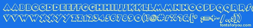 Tooneynoodlenf Font – Yellow Fonts on Blue Background