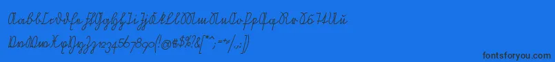 NeueRudelskopfVerbundenSchraeg Font – Black Fonts on Blue Background