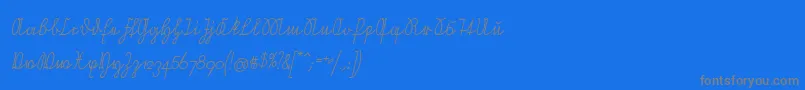 NeueRudelskopfVerbundenSchraeg-Schriftart – Graue Schriften auf blauem Hintergrund