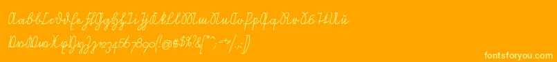 NeueRudelskopfVerbundenSchraeg Font – Yellow Fonts on Orange Background