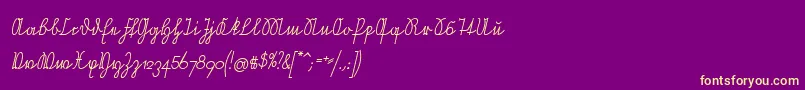 NeueRudelskopfVerbundenSchraeg Font – Yellow Fonts on Purple Background