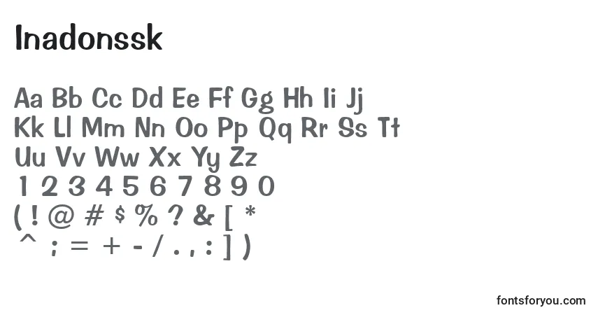 Шрифт Inadonssk – алфавит, цифры, специальные символы