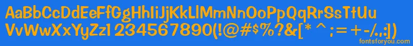 Inadonsskフォントについての詳細 フォントInadonssk – オレンジ色の文字が青い背景にあります。