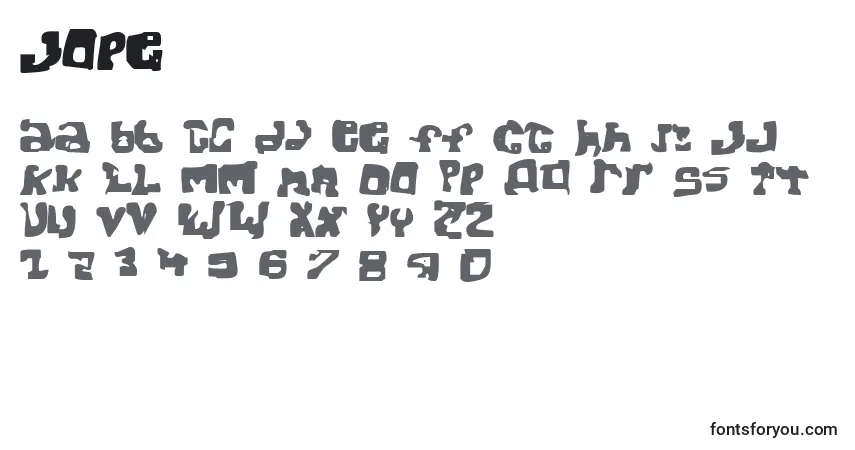 Schriftart Jope – Alphabet, Zahlen, spezielle Symbole