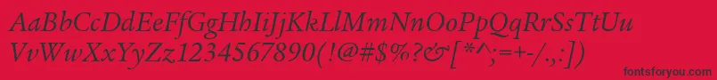 Czcionka LegacySerifItcBookItalic – czarne czcionki na czerwonym tle
