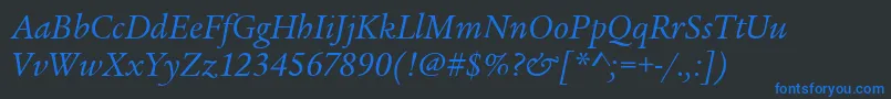 LegacySerifItcBookItalic Font – Blue Fonts on Black Background