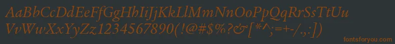 フォントLegacySerifItcBookItalic – 黒い背景に茶色のフォント