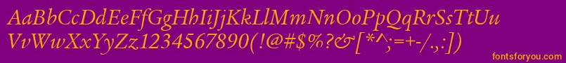 LegacySerifItcBookItalic Font – Orange Fonts on Purple Background
