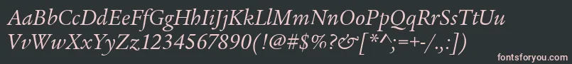 LegacySerifItcBookItalic Font – Pink Fonts on Black Background