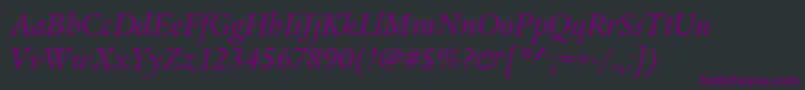 LegacySerifItcBookItalic Font – Purple Fonts on Black Background