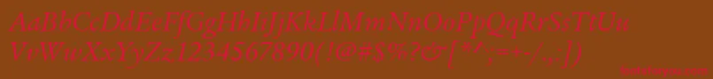 LegacySerifItcBookItalic Font – Red Fonts on Brown Background
