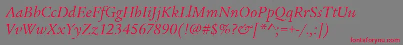 LegacySerifItcBookItalic Font – Red Fonts on Gray Background