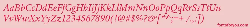 LegacySerifItcBookItalic Font – Red Fonts on Pink Background
