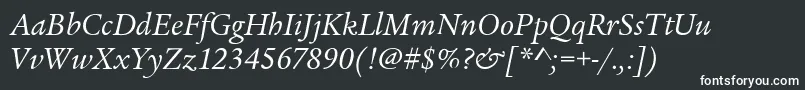 フォントLegacySerifItcBookItalic – 黒い背景に白い文字