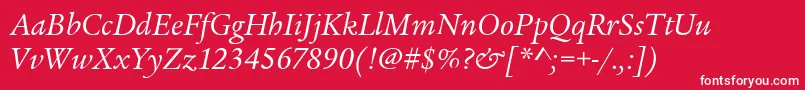 LegacySerifItcBookItalic Font – White Fonts on Red Background