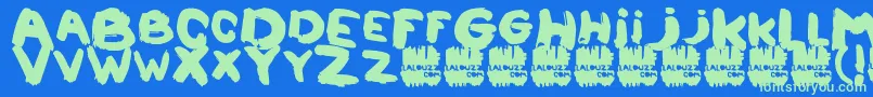 Lalouzz-Schriftart – Grüne Schriften auf blauem Hintergrund