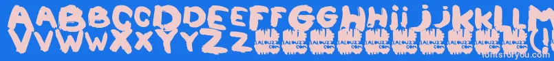 フォントLalouzz – ピンクの文字、青い背景