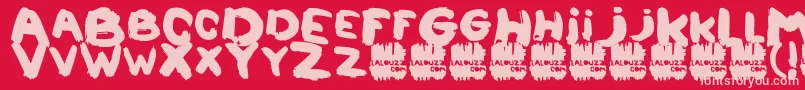 Lalouzz Font – Pink Fonts on Red Background