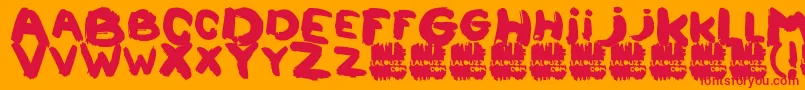 フォントLalouzz – オレンジの背景に赤い文字