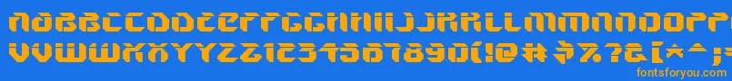 フォントV5amu – オレンジ色の文字が青い背景にあります。