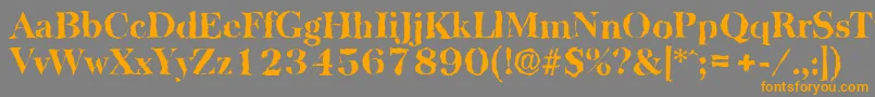 フォントBaskervillerandomXboldRegular – オレンジの文字は灰色の背景にあります。