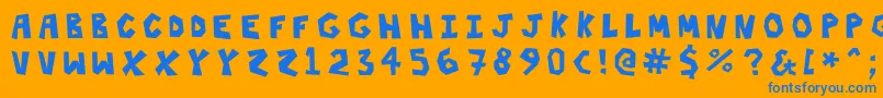 Threehours Font – Blue Fonts on Orange Background