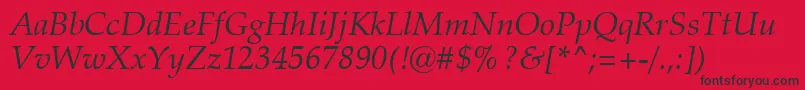Шрифт ZapfCalligraphic801ItalicSwa – чёрные шрифты на красном фоне