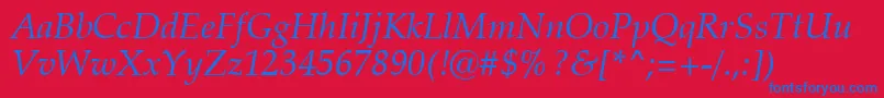 フォントZapfCalligraphic801ItalicSwa – 赤い背景に青い文字
