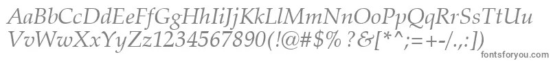 ZapfCalligraphic801ItalicSwa-fontti – harmaat kirjasimet valkoisella taustalla