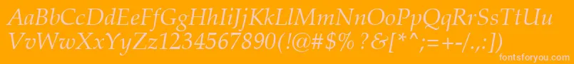 ZapfCalligraphic801ItalicSwa-fontti – vaaleanpunaiset fontit oranssilla taustalla