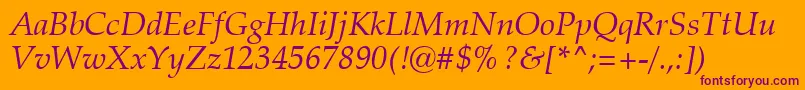 ZapfCalligraphic801ItalicSwa Font – Purple Fonts on Orange Background