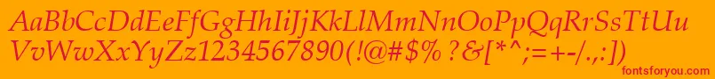 ZapfCalligraphic801ItalicSwa Font – Red Fonts on Orange Background