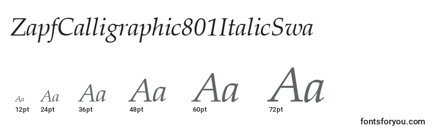 Größen der Schriftart ZapfCalligraphic801ItalicSwa