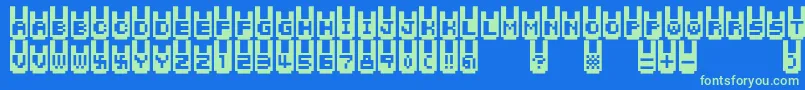 Rabbitbitfm Font – Green Fonts on Blue Background