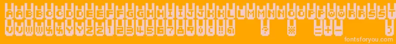 Rabbitbitfm-Schriftart – Rosa Schriften auf orangefarbenem Hintergrund