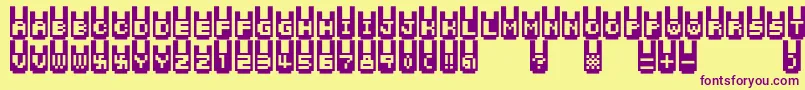 フォントRabbitbitfm – 紫色のフォント、黄色の背景