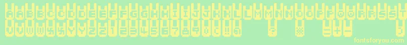Fonte Rabbitbitfm – fontes amarelas em um fundo verde