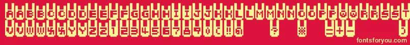Fonte Rabbitbitfm – fontes amarelas em um fundo vermelho
