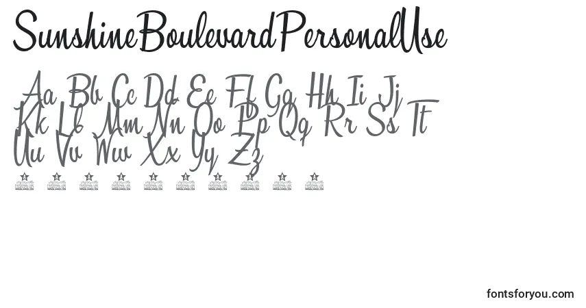 SunshineBoulevardPersonalUse Font – alphabet, numbers, special characters