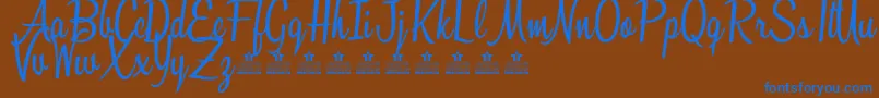 フォントSunshineBoulevardPersonalUse – 茶色の背景に青い文字