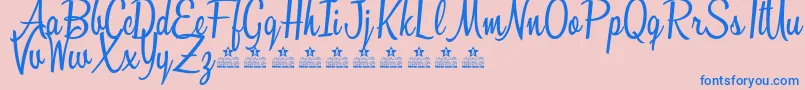Шрифт SunshineBoulevardPersonalUse – синие шрифты на розовом фоне