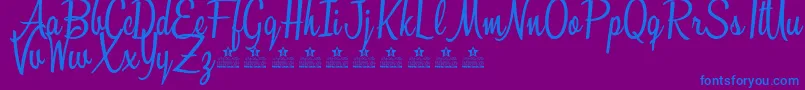 フォントSunshineBoulevardPersonalUse – 紫色の背景に青い文字